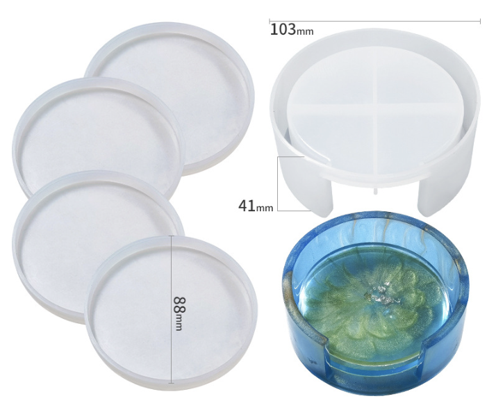 Coaster Mould Set (4 Coaster mould and Coaster holder) – Resin supplies ...