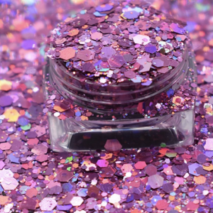blue pink chunky holographic glitter mix