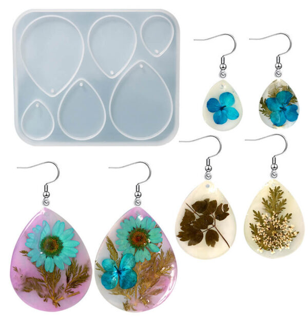 earring silicone mould with resin earrings