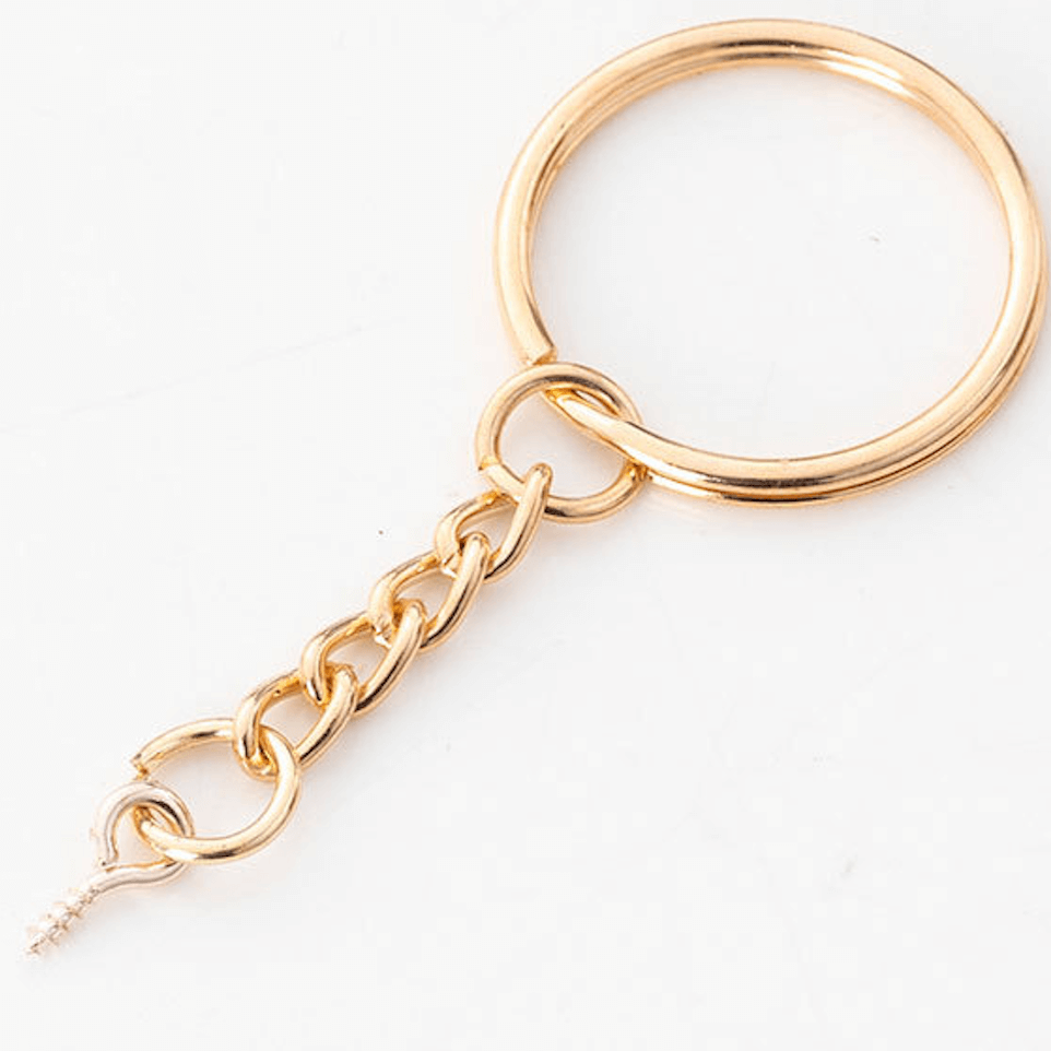 Gold Keyring (with jump ring and screw eye ring) (5 pack) Resin