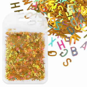 gold holographic letter glitter