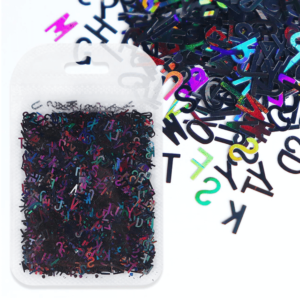 Black holographic letter glitter